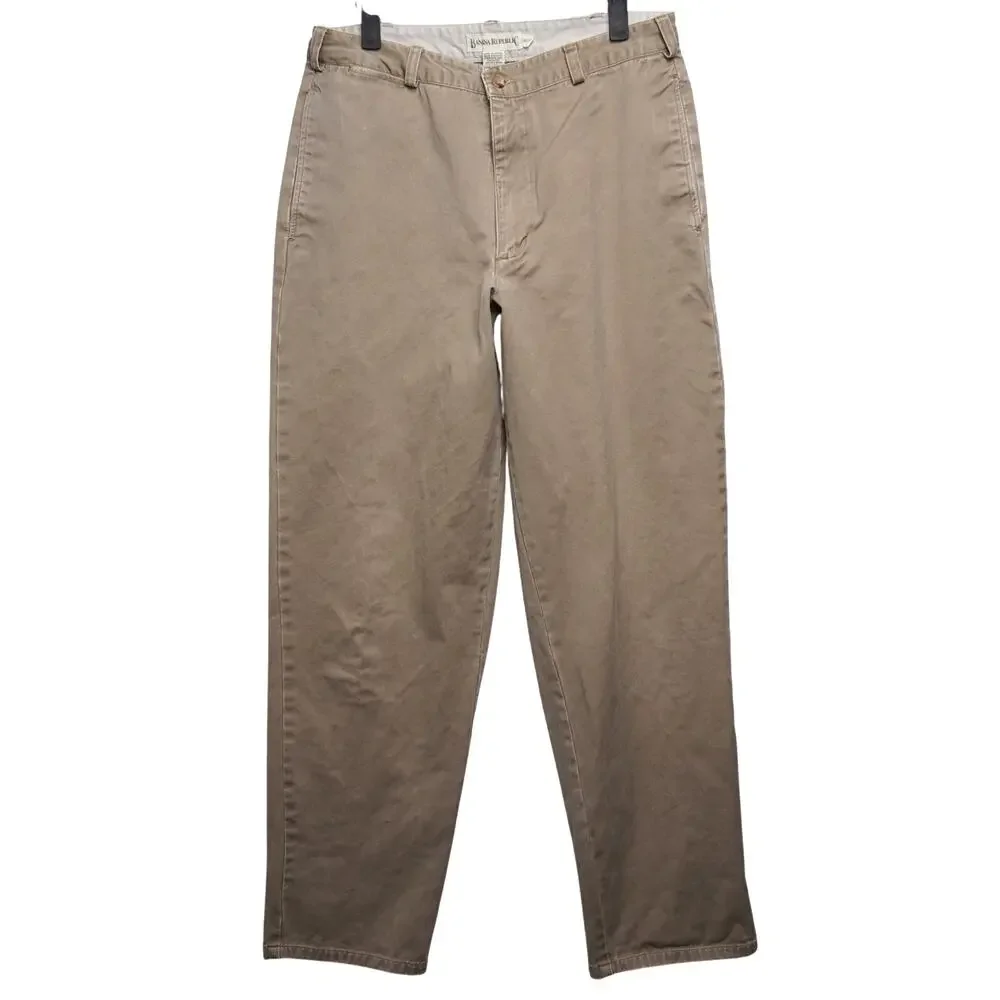 Vintage Banana Republic Khakis Flat Front Relaxed‎ Fit Tapered Size 34